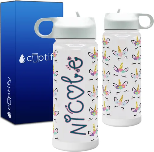 Vista 20 de Cuptify Botella de agua personalizada de unicornio con tapa y funda protectora de silicona, regalo personalizado para niñas que creen en la magia