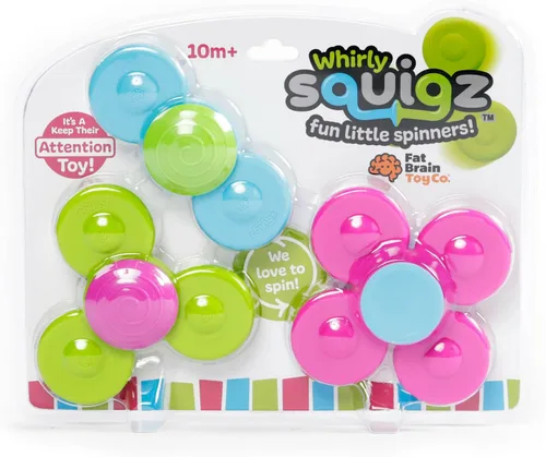 Vista 4 de Fat Brain Toys Whirly Squigz, giradores de silicona y juguetes de succión para niños de 10 meses en adelante