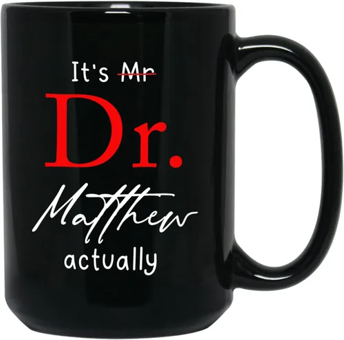 Vista 11 de Taza de café negra personalizada, regalo para agradecimiento al médico, divertida taza de café con texto en inglés "This Is A Doctor's Doctor's 11
