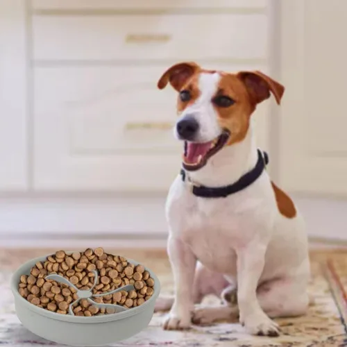 Vista 5 de Alimentador lento para perro tazón de silicona pétalo laberinto diseño para pequeño mediano