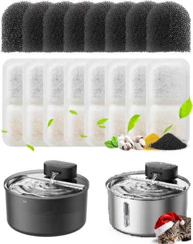 Vista 11 de oneisall Fuente de agua para gatos Bandeja de acero inoxidable: Fuente inalámbrica para mascotas de 108 oz/3.2L para gatos en interiores