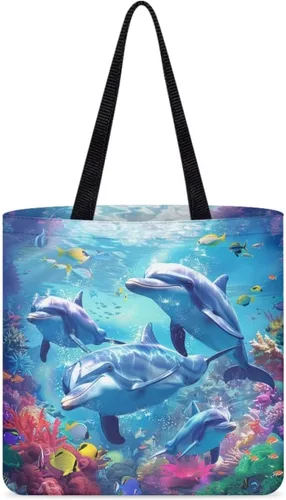 Vista 27 de Bolsa de tela para mujeres y niñas, bolsas de comestibles reutilizables