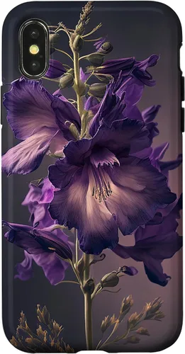 Vista 4 de Funda con diseño de flores moradas para iPhone 15