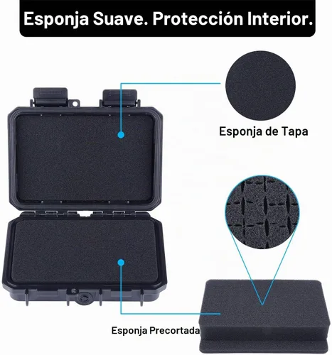 Vista 2 de Lykus HC-1410 Mini caja rígida seca con inserto de espuma, tamaño interior 5.51 x 3.54 x 1.46 pulgadas, IP66 a prueba de salpicaduras, adecuada