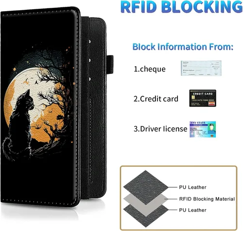 Vista 46 de Funda para chequera para hombres y mujeres, cartera de cuero RFID con ranuras para tarjetas de crédito, soporte de cheques duplicados personales