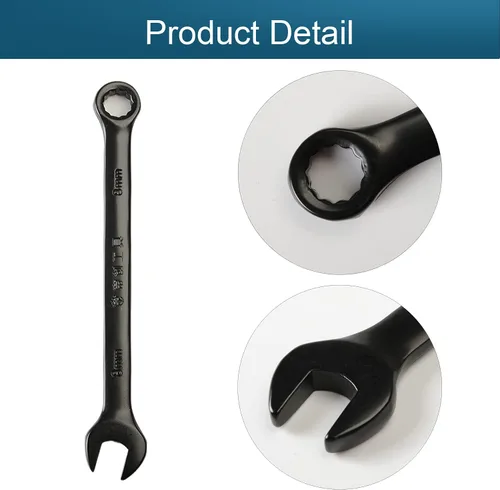 Vista 3 de Utoolmart Llave combinada de apertura de 0.315 in, llave de trinquete de 12 puntos, material Cr-V con revestimiento de electroforesis negro