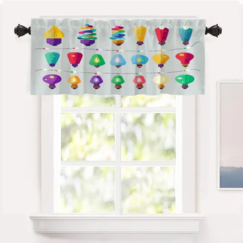 Vista 94 de Shrahala Floral Abstract Design Blackout Curtain Tiers, Minimalist Flower Illustration Kitchen Valance Light Blocking Tier Drapes with Rod Pocket, 2
