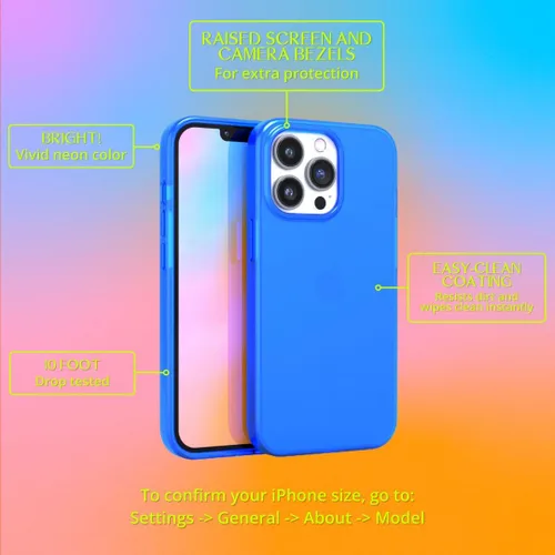 Vista 3 de FELONY CASE - Funda protectora transparente azul neón para iPhone 14 Pro Max TPU and Polycarbonate Shock-Absorbing Bright Cover - Crack Proof with
