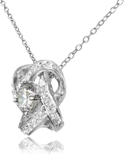 Vista 2 de Ice Gems Collar de plata de ley auténtica, creada o simulada con piedras preciosas y topacio blanco con nudo de amor