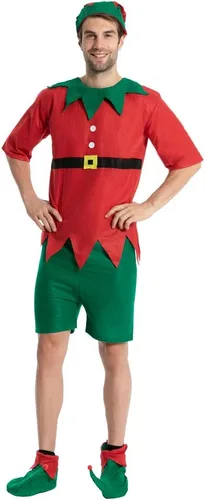 Vista 4 de EraSpooky Disfraz de elfo para adultos y niños, disfraz de Navidad, disfraz de Papá Noel