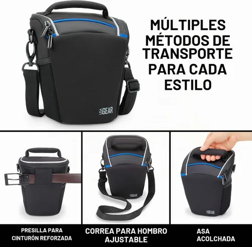 Vista 7 de USA GEAR Bolsa compacta para guardar cámara con cobertor para lluvia y correa para hombro Negro