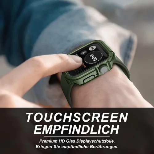 Vista 6 de Recoppa para Funda Resistente Apple Watch 38mm Series 3/2/1 con Protector de Pantalla, Cubierta Protectora a Prueba de Caídas Grado Militar Quattro