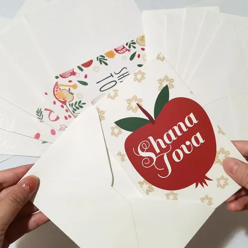 Vista 4 de Paquete de 12 tarjetas Rosh Hashanah con sobres, tarjetas de felicitación de regalo de Año Nuevo judío Shana Tova de 6 x 4 pulgadas