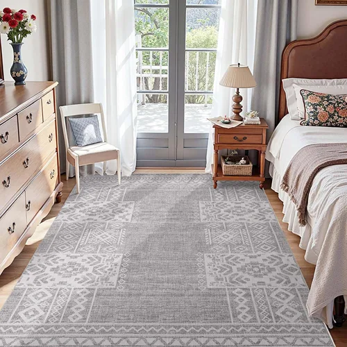 Vista 9 de jinchan Alfombra vintage de pasillo de 3 x 8 pies, ultrafina, lavable, bohemia, geométrica, antideslizante, no desprende pelusa, para dormitorio