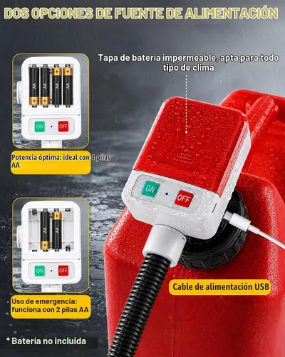 Vista 3 de Bomba de transferencia de combustible (3.2 GPM) con sensor de parada automática, manguera de 51 pulgadas de transferencia automática de bomba de gas
