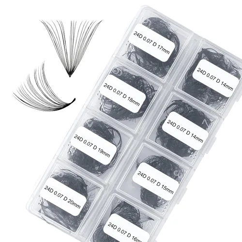 Vista 53 de Extensiones de pestañas de volumen Premade Fans Extensiones de pestañas 10D C/D rizadas