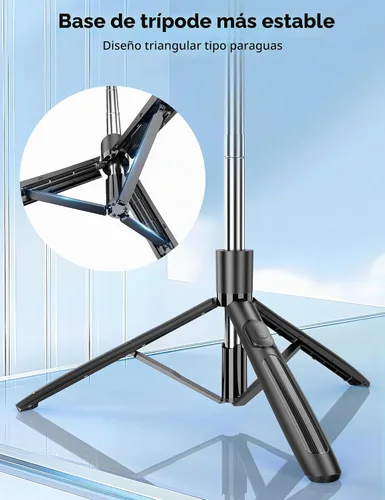 Vista 2 de Trípode de seguimiento facial automático de 66 pulgadas para iPhone, rotación de 360°, soporte de trípode con control remoto, soporte de disparo