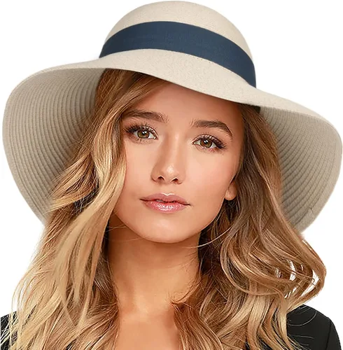 Vista 10 de FURTALK Sombrero de paja para mujer, con protección UV, plegable, plegable, para verano, con protección UV Negro