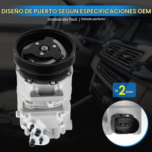 Vista 6 de Compresor de aire acondicionado para Volkswagen Jetta Passat Golf Beetle Cabrio R32 Rabbit, para Audi TT RS Quattro Compresor de CA de repuesto