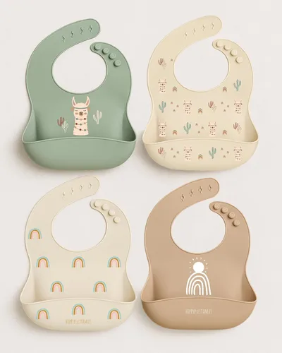 Vista 6 de Hippypotamus Baberos de silicona para bebés - Baberos impermeables suaves para bebés y niños pequeños