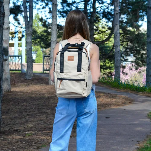 Vista 7 de Choco Mocha Mochila escolar de viaje para niñas adolescentes de 16 pulgadas, marrón (Basic-Brown), Mochilas Daypack