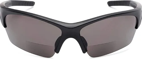 Vista 2 de The Benton - Lentes de sol bifocales de lectura, unisex, deportivos y envolventes alrededor de medio marco, para hombres y mujeres + 1.50 negro