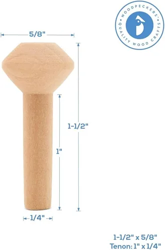 Vista 2 de Chimeneas de madera sin terminar, 1-1/2 pulgadas, parte de tren de madera sin terminar para manualidades, paquete de 25 pequeñas chimeneas de madera