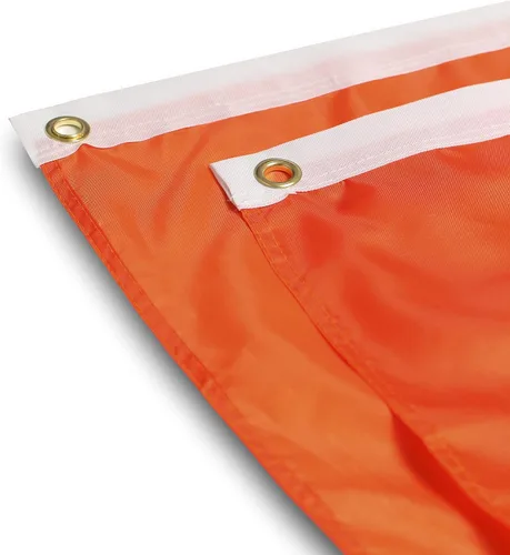 Vista 2 de Bandera de abanico plisada de color liso naranja de 3 x 6 pies, 2 banderas de abanico plisadas en color naranja puro para interiores y exteriores