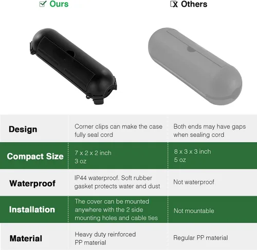 Vista 4 de Paquete de 3 fundas de seguridad para cable de extensión con sello impermeable, caja eléctrica grande para exteriores, cubierta de cable