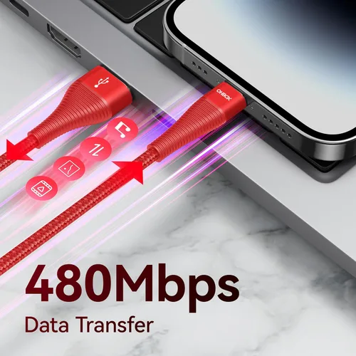 Vista 6 de ohbox Cable USB C de 3 pies, paquete de 3 cables USB A a USB C tipo C cable Rojo