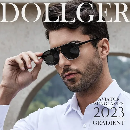 Vista 3 de Dollger Lentes de sol de aviador para mujeres y hombres, polarizados, retro, 70, cuadrados, degradados, planos, ultraligeros, de plástico