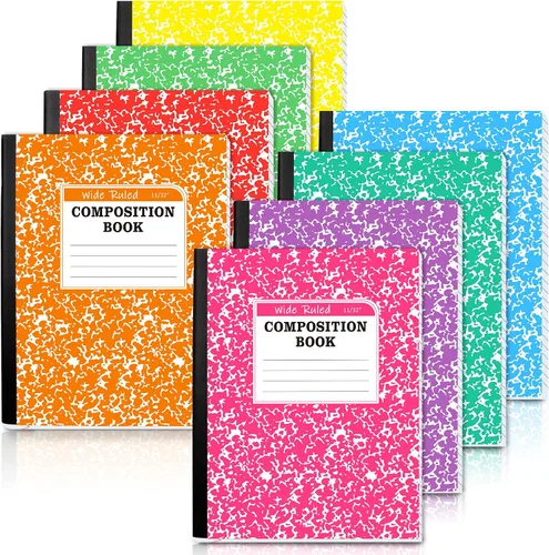 Vista 8 de feela Cuaderno de composición, paquete de 8 cuadernos de 8 colores pastel a rayas universitarias a granel, bloc de notas con cubierta de mármol