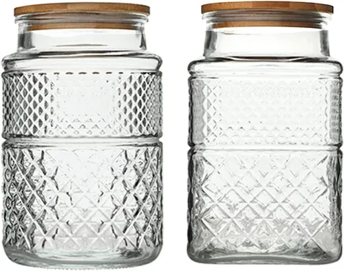 Vista 9 de Prettidecor Tarro de almacenamiento de vidrio, 38 onzas líquidas, recipientes de alimentos con tapa de bambú, recipientes de cocina, tarros
