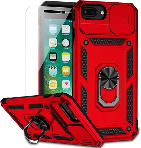 Vista 13 de M MAIKEZI Funda para iPhone 8 Plus, para iPhone 7 Plus, con cubierta para lente de cámara, protector de pantalla HD, protección contra caídas