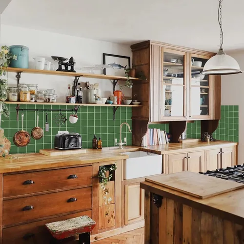 Vista 28 de Alwayspon Adhesivo de vinilo brillante de ladrillo de Provenza, autoadhesivo para azulejos de pared de transferencia de salpicaduras para cocina