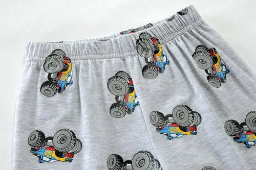 Vista 5 de Little Hand Conjunto de pijama para niño, pijamas cortas para niños pequeños, ropa de dormir de algodón con diseño de camión monstruo, ropa