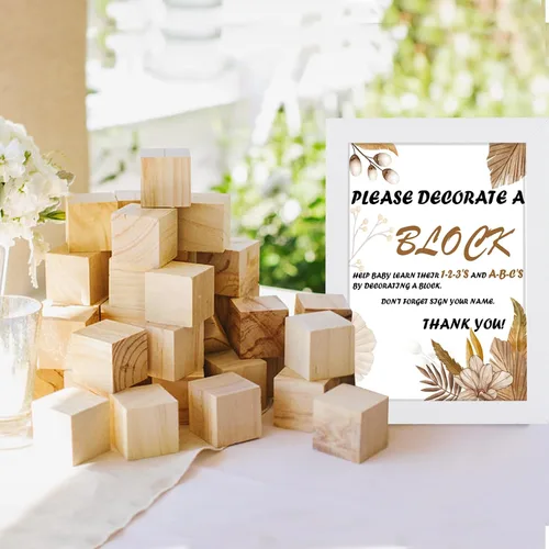 Vista 6 de Bloques de madera para bebé de 70 piezas para juego de baby shower