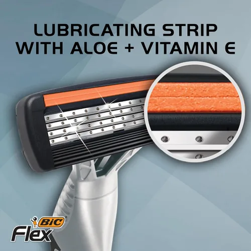 Vista 6 de BIC Flex 4 Sensitive Titanium - Maquinillas de afeitar desechables para hombre con 4 cuchillas con maquinilla de afeitar desechable BIC Flex 5, 8