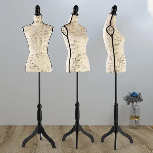 Vista 2 de Forma de vestido de torso de maniquí de altura ajustable con soporte de trípode resistente para decoración del hogar, exhibición de joyas y ropa