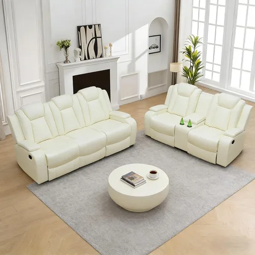 Vista 11 de Pon Living Luxurious Leather Reclining Sofa Set with LED for Living Room