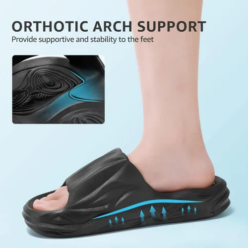 Vista 3 de STQ Cloud Slides - Sandalias de almohada con soporte de arco para mujer para deportes al aire libre