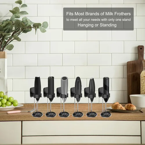 Vista 4 de DERGUAM Espumador de leche para café, espumador de leche eléctrico de mano, espumador de leche, mini mezclador y espumador de café para frappé