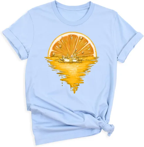 Vista 6 de Camiseta de verano con frutas de limón y puesta de sol, divertido diseño tropical retro, camiseta unisex de manga corta, camisa de hola verano