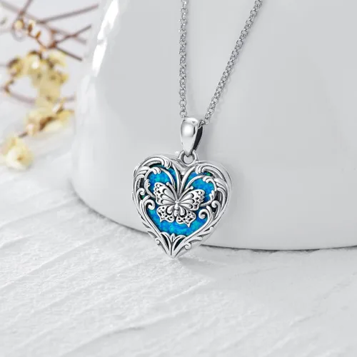 Vista 2 de SOULMEET Collar personalizado de girasolmariposaabeja con medallón de plata de ley y oro que tiene capacidad para 1 o 2 fotos conmemorativas