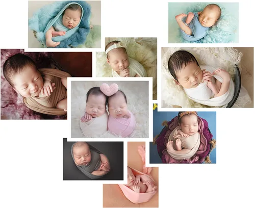 Vista 6 de Zeroest Fotografía de recién nacido envoltura elástica para niño y niña, accesorios de fotografía, manta elástica para bebé (azul)