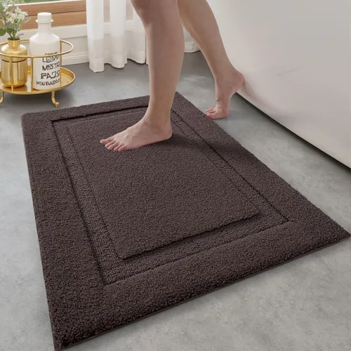 Vista 27 de LUMI Alfombras de baño ultrasuaves antideslizantes con parte trasera de goma, absorbente y lavable, de secado rápido, alfombra de felpa de Beige