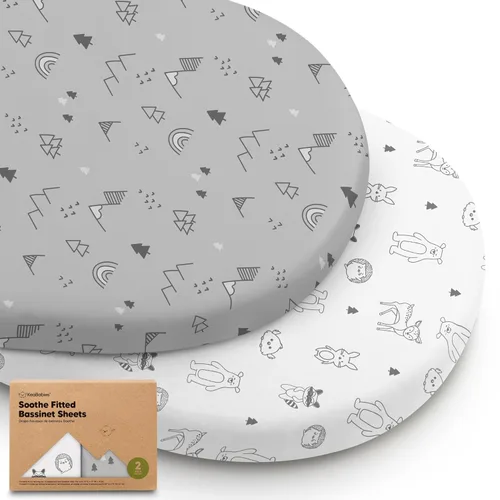 Vista 15 de Paquete de 2 sábanas orgánicas para cuna para niños, niñas, sábana bajera (lino azul) 100% Cotton Bassinet Mattress Sheets, Compatible with Halo