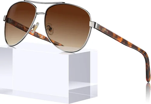 Vista 31 de CARFIA Gafas de sol polarizadas para mujer, protección UV, brazos de acetato, marco de metal, sombras para mujer, CA3216