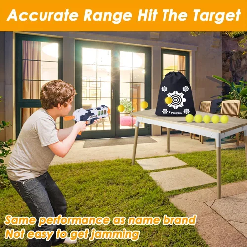 Vista 4 de POKONBOY 300-Round Rival Balls Bullets Ammo Recambio Pack Compatible Nerf Rival Gun Yellow Foam Bullet Ball with Storage Bag