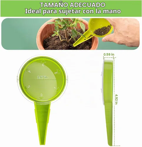 Vista 6 de Herramienta de mano dispensadora de semillas de siembra, paquete de 6 sembradoras de jardín de mano con 5 ajustes de dial, ideal para semillas